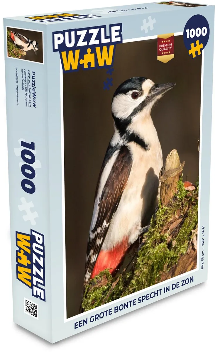 PuzzleWow Legpuzzel Een Grote Bonte Specht - 1000 Stuks - Multicolor