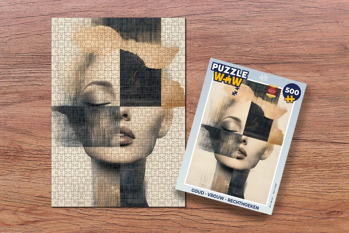PuzzleWow Goud Legpuzzel 500 Stuks - Vrouw Abstract