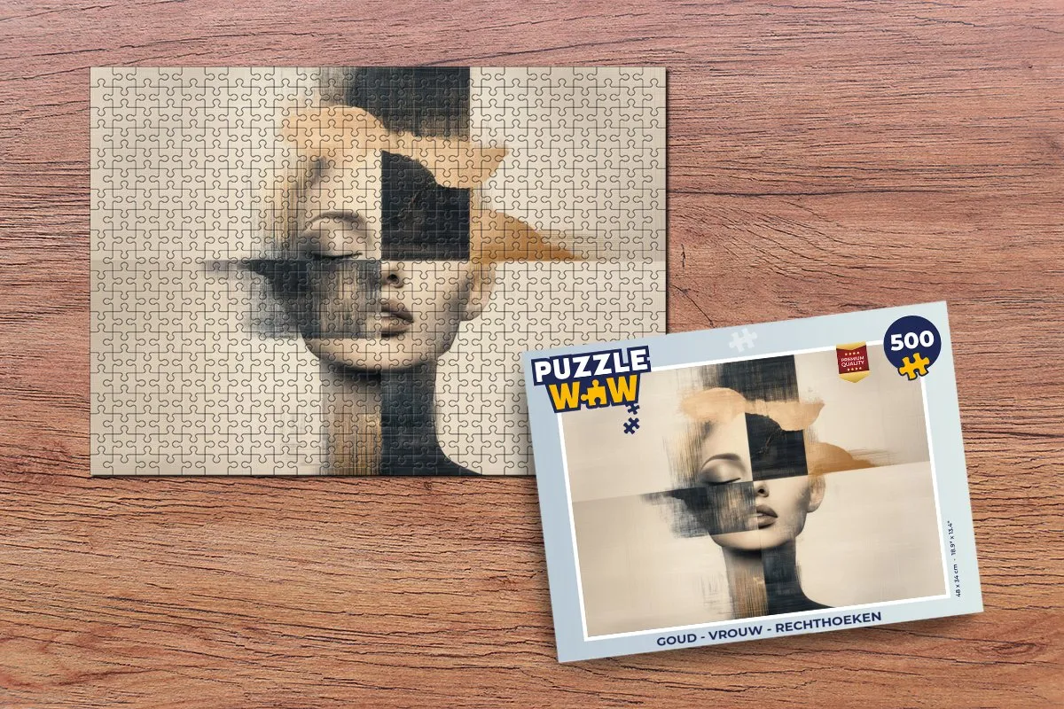 PuzzleWow Goud Legpuzzel 500 Stuks - Vrouw Abstract