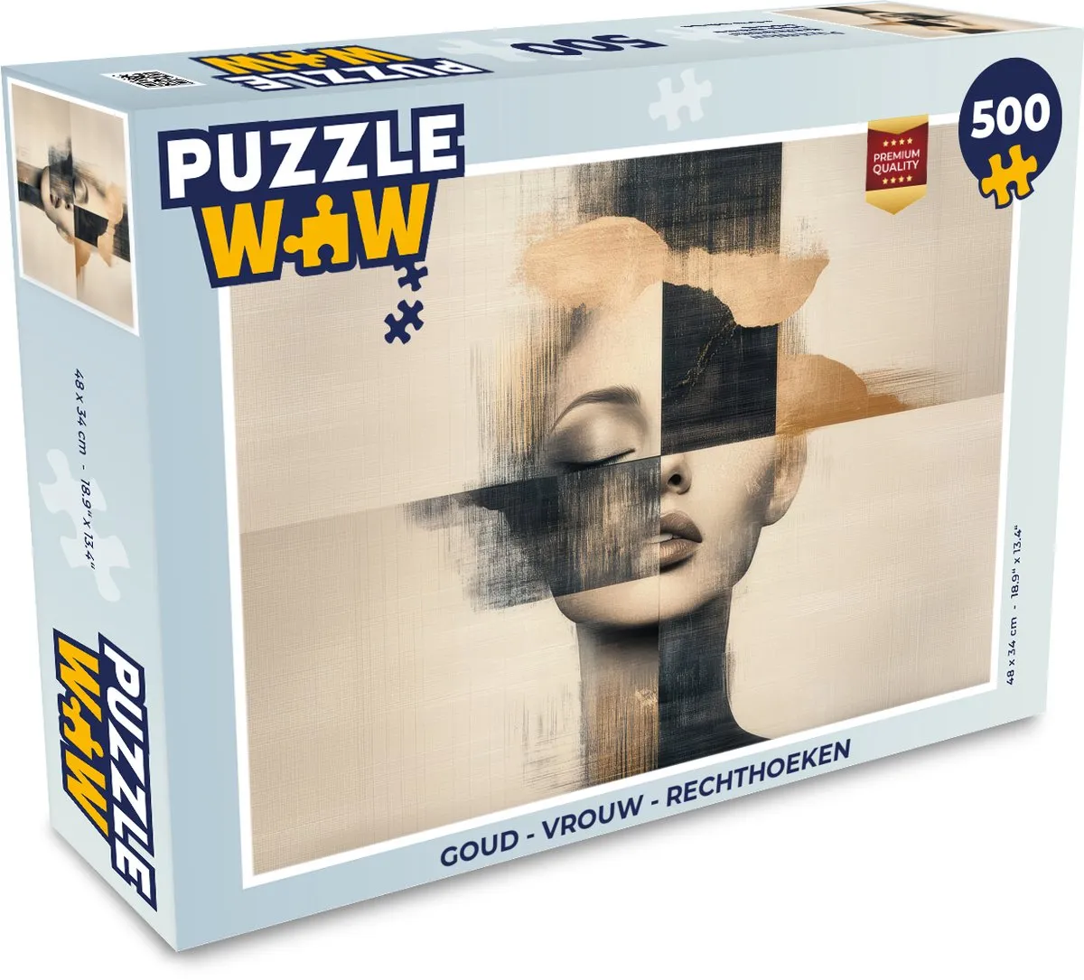 PuzzleWow Goud Legpuzzel 500 Stuks - Vrouw Abstract