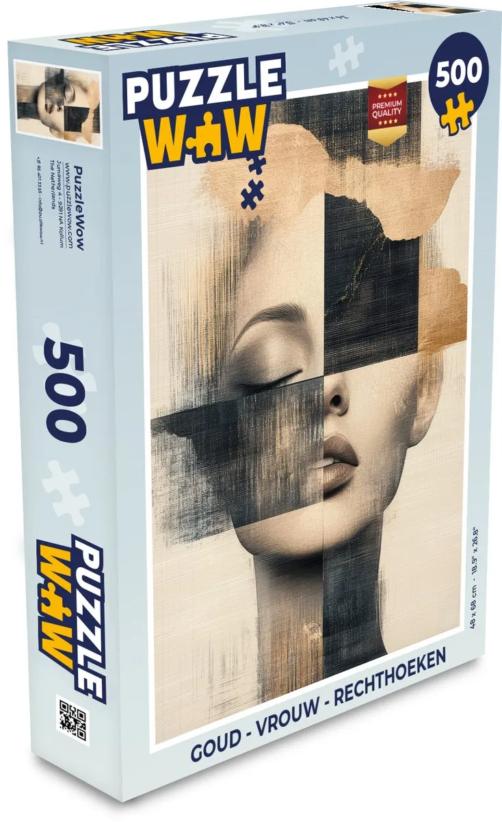 PuzzleWow Goud Legpuzzel 500 Stuks - Vrouw Abstract
