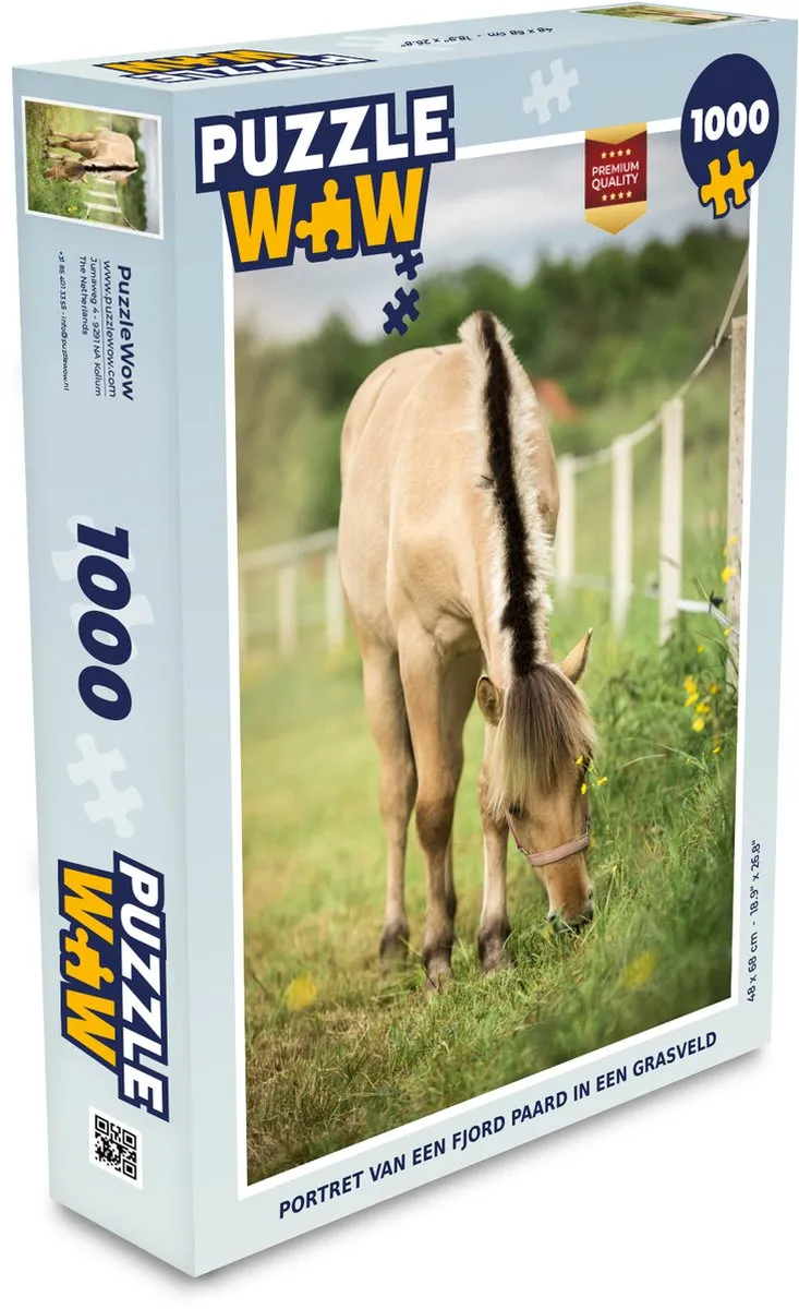 PuzzleWow Legpuzzel Portret van een fjordpaard 1000 Stuks