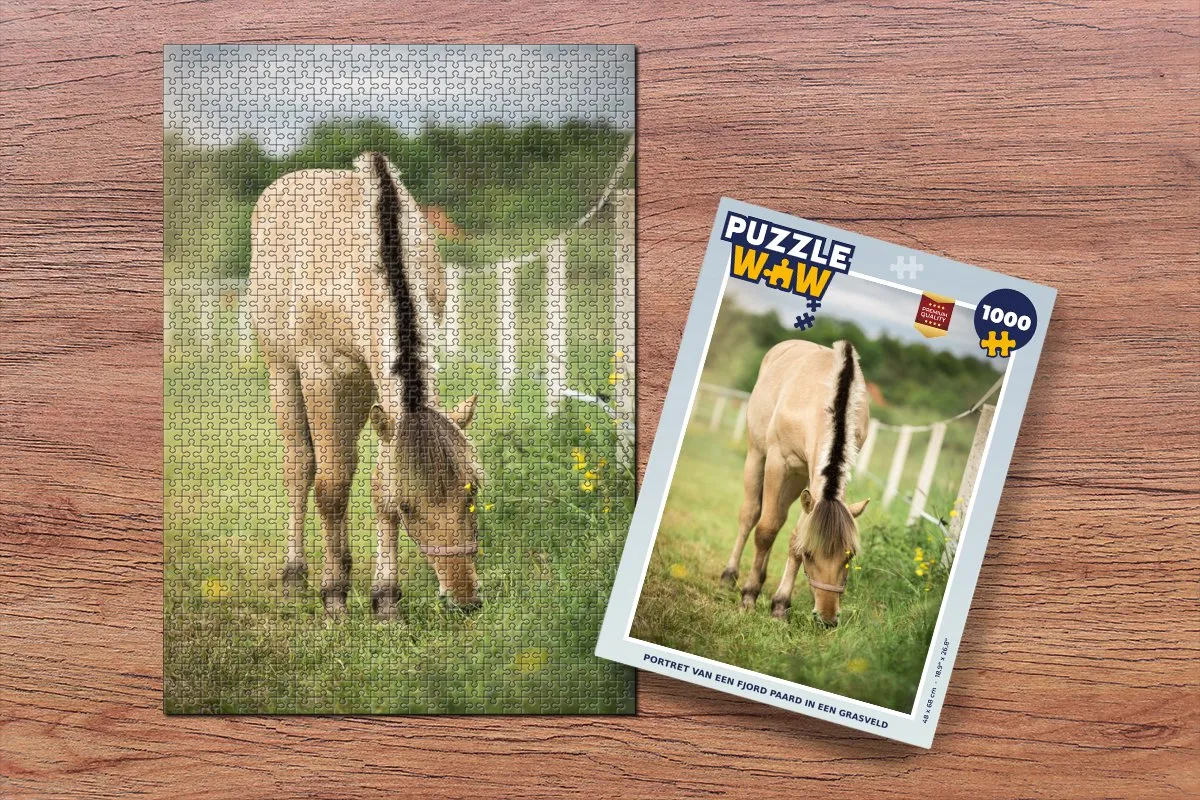 PuzzleWow Legpuzzel Portret van een fjordpaard 1000 Stuks - Multicolor