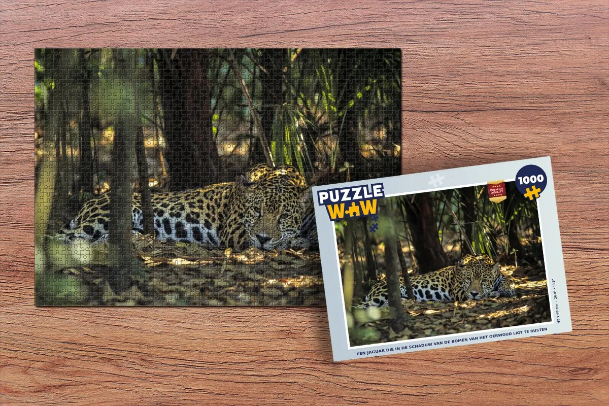 PuzzleWow Jaguar Schaduw Regenwoud Legpuzzel 1000 Stuks - Multicolor