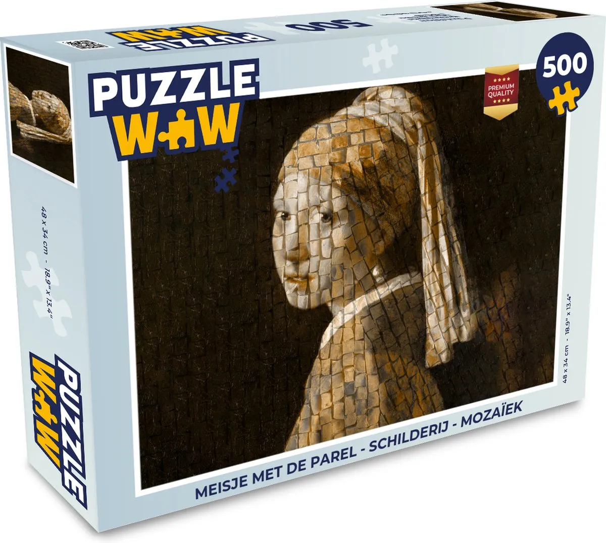 PuzzleWow Meisje met de parel Mozaïek Legpuzzel 500 Stuks