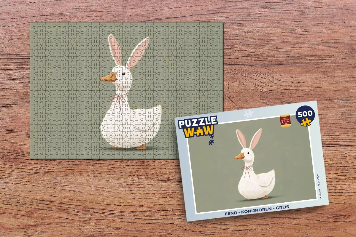 PuzzleWow Puzzel Eend Konijnoren Grijs 500 Stuks