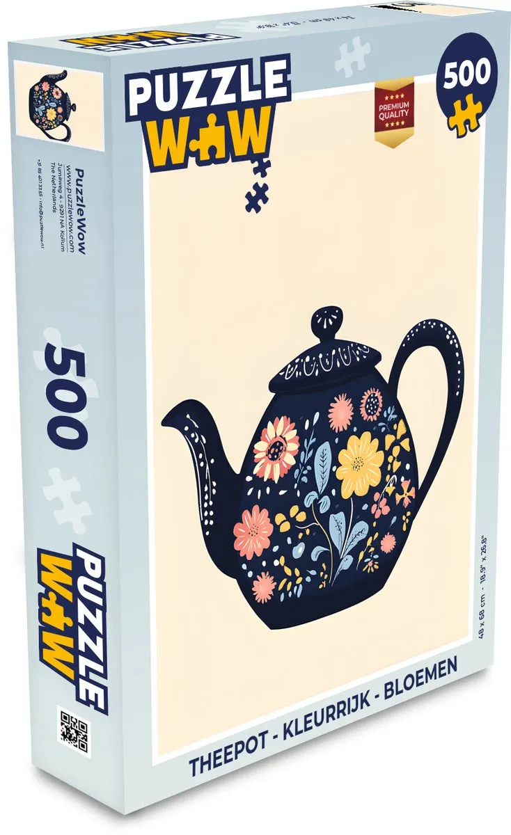 PuzzleWow Theepot Bloemen Legpuzzel 500 Stuks