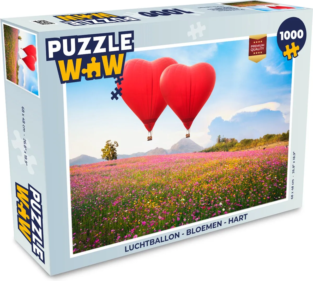 PuzzleWow Luchtballon Bloemen Hart Legpuzzel 1000 Stuks