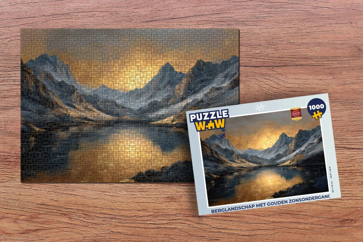 PuzzleWow Berglandschap Gouden Zonsondergang Legpuzzel 1000 Stuks