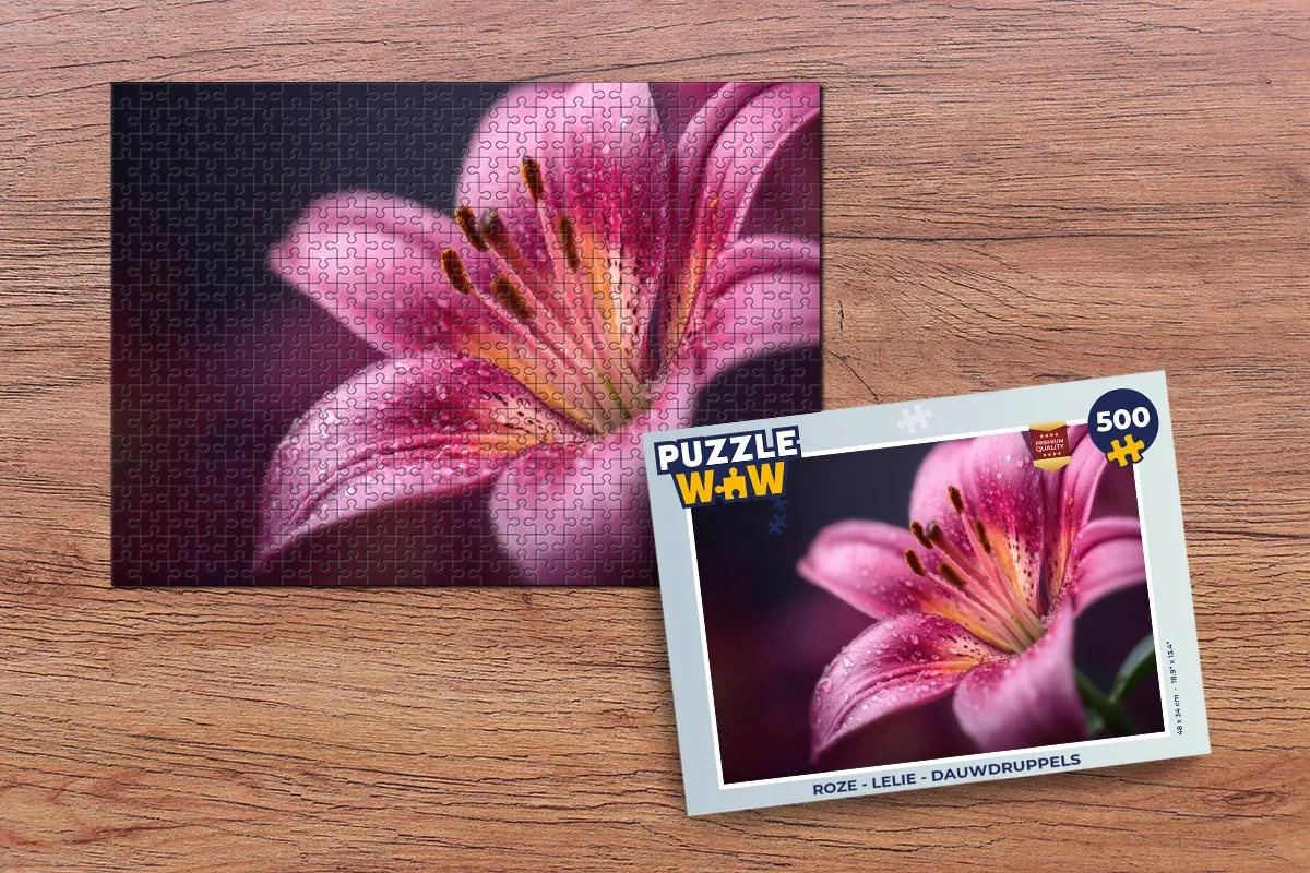 PuzzleWow Legpuzzel 500 Stuks - Roze Lelie
