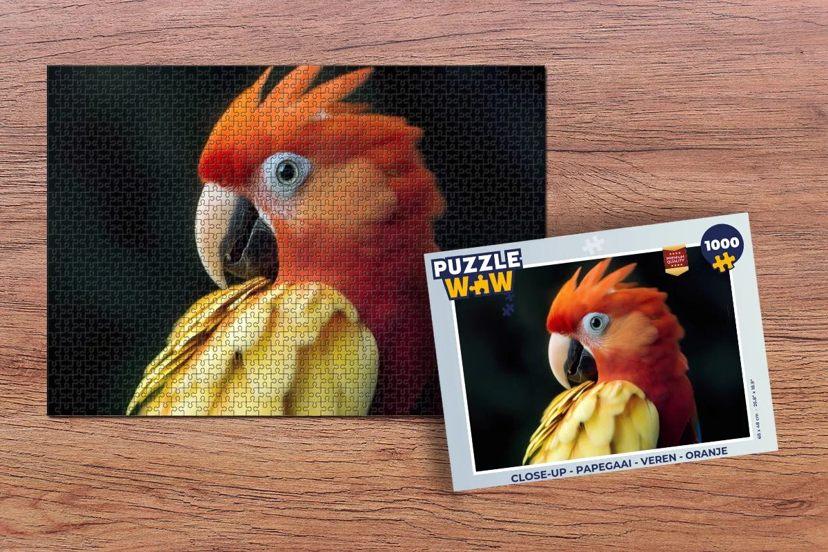 PuzzleWow Close-up Papegaai Legpuzzel 1000 Stuks - Oranje