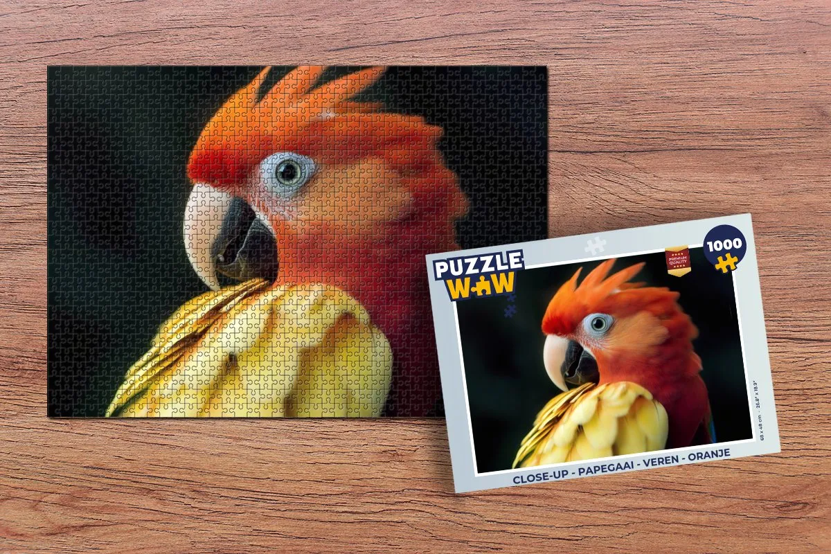 PuzzleWow Close-up Papegaai Legpuzzel 1000 Stuks - Oranje