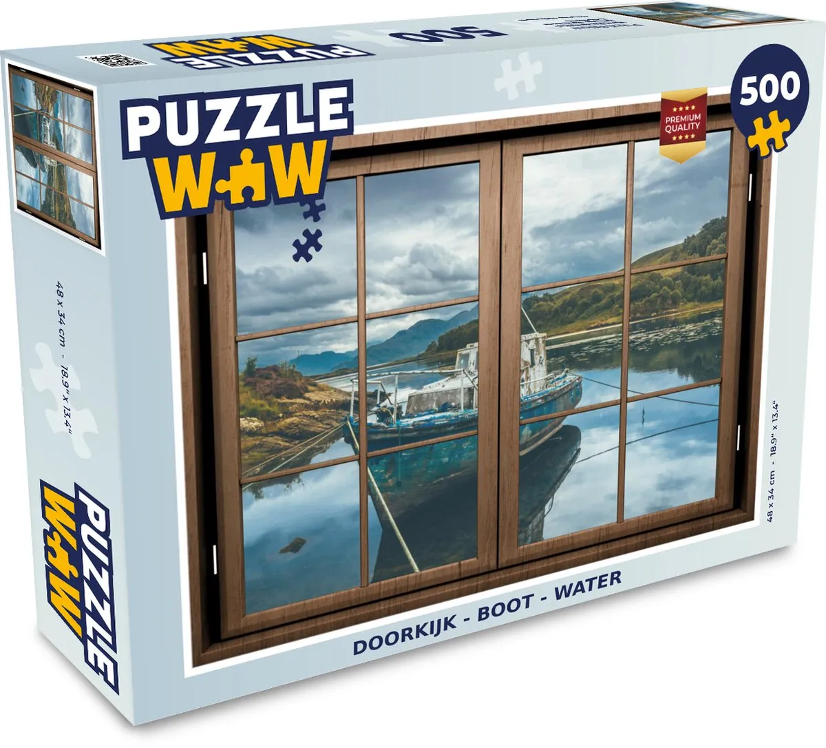 PuzzleWow Doorkijk Boot Water Legpuzzel 500 Stuks - Multicolor