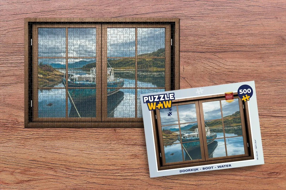 PuzzleWow Doorkijk Boot Water Legpuzzel 500 Stuks - Multicolor