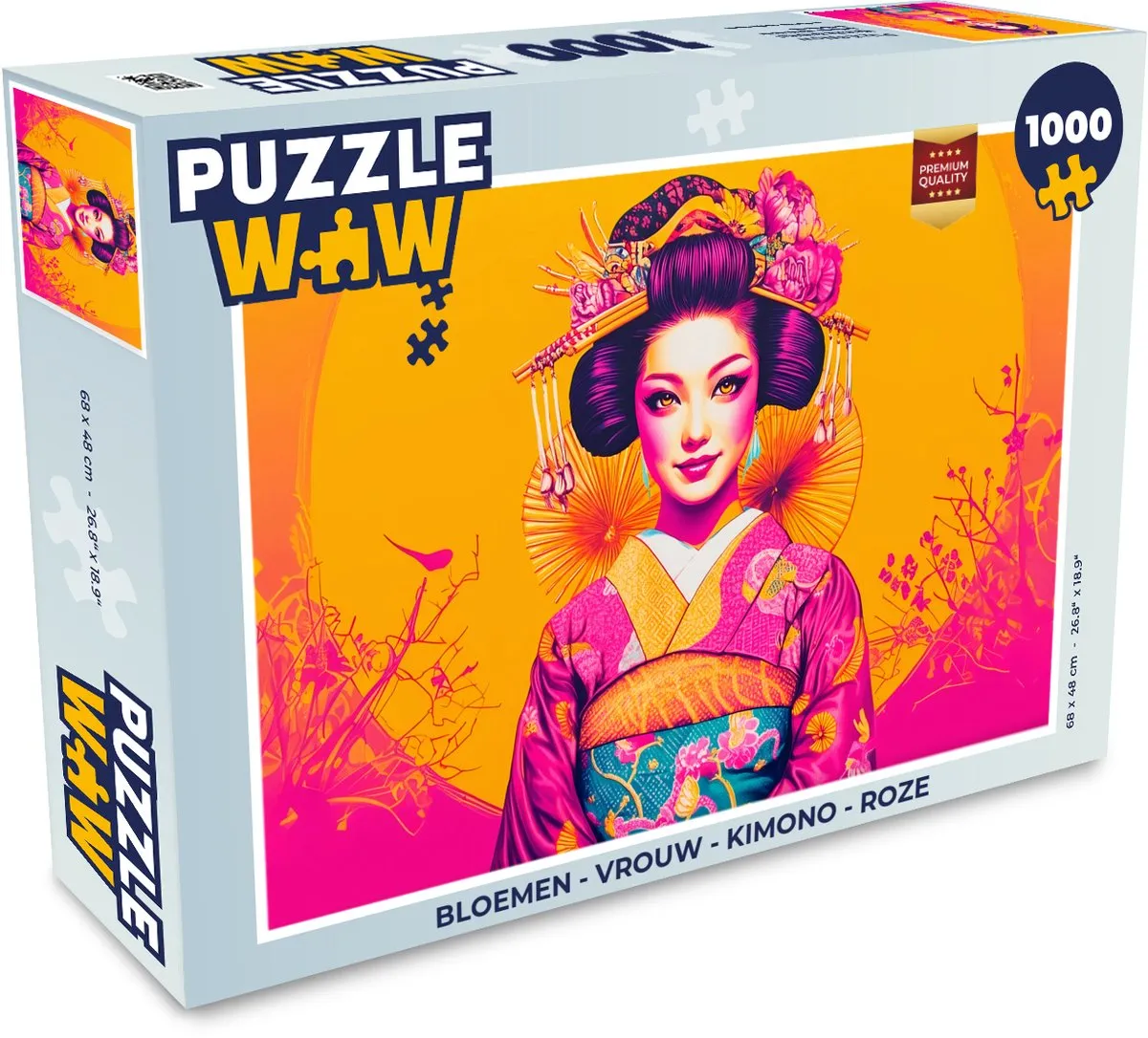 PuzzleWow Bloemen Kimono Legpuzzel 1000 Stuks - Roze