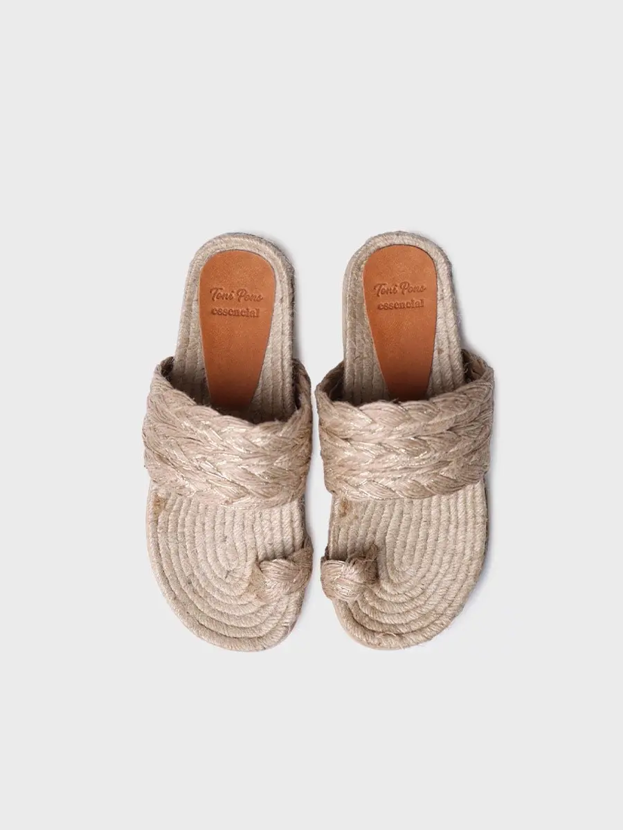 Platte jute sandalen voor dames