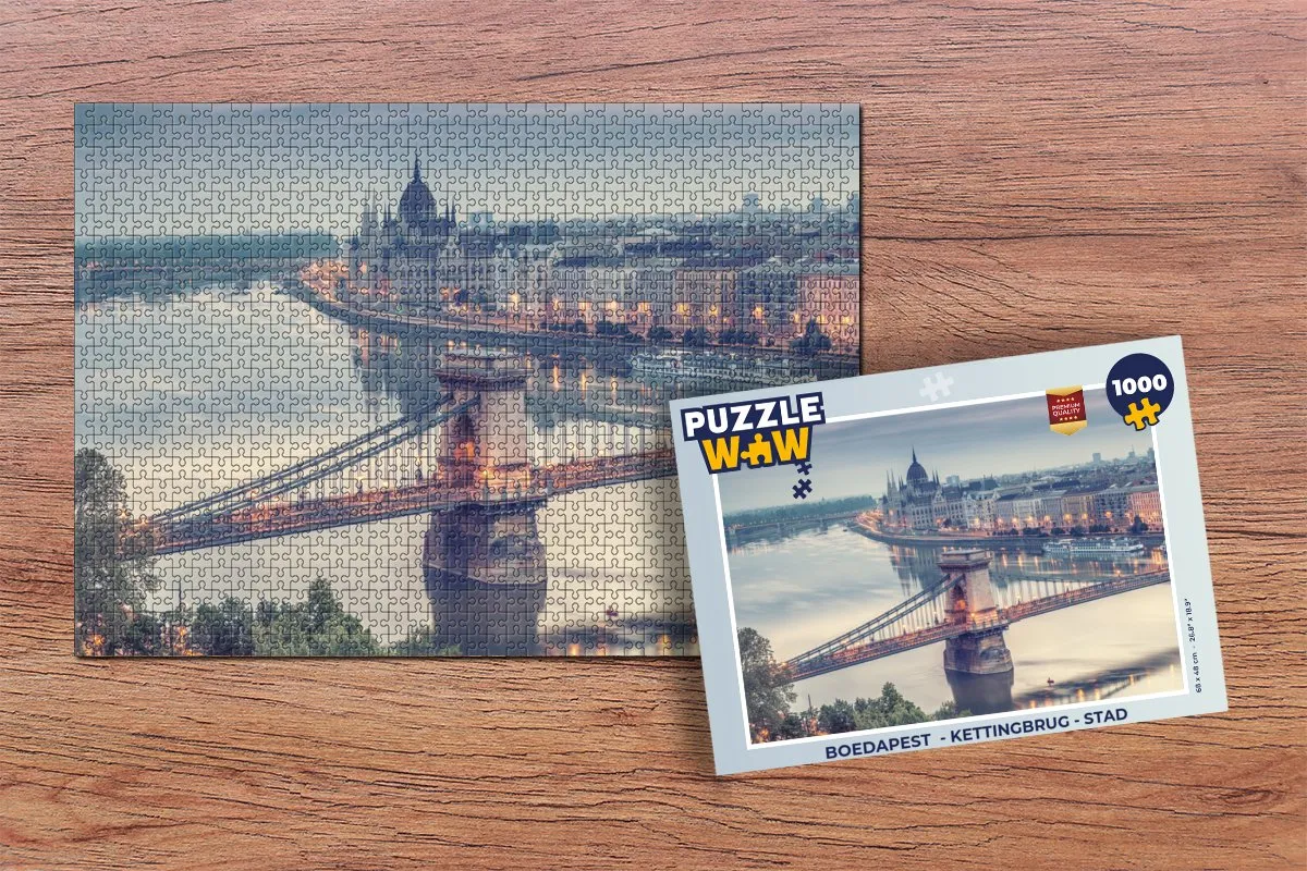 PuzzleWow Boedapest Kettingbrug Legpuzzel 1000 Stuks - Multicolor