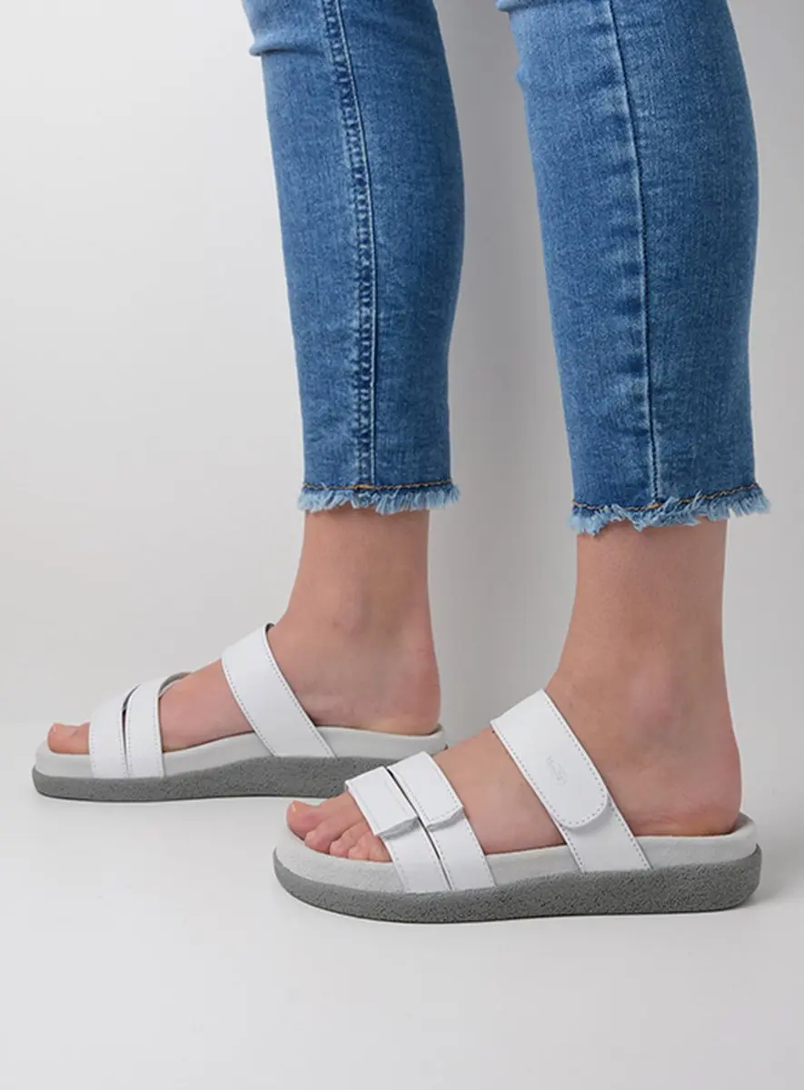 Wolky 0050130 Slides Dames Slippers - Wit Leer