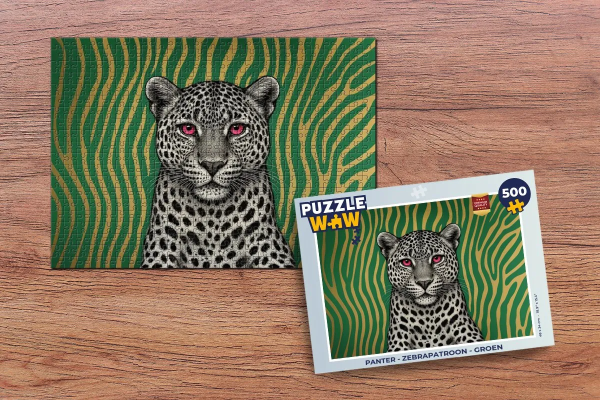 PuzzleWow Panter Zebrapatroon Legpuzzel 500 Stuks - Groen
