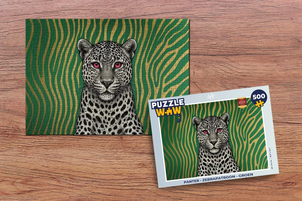 PuzzleWow Panter Zebrapatroon Legpuzzel 500 Stuks - Groen
