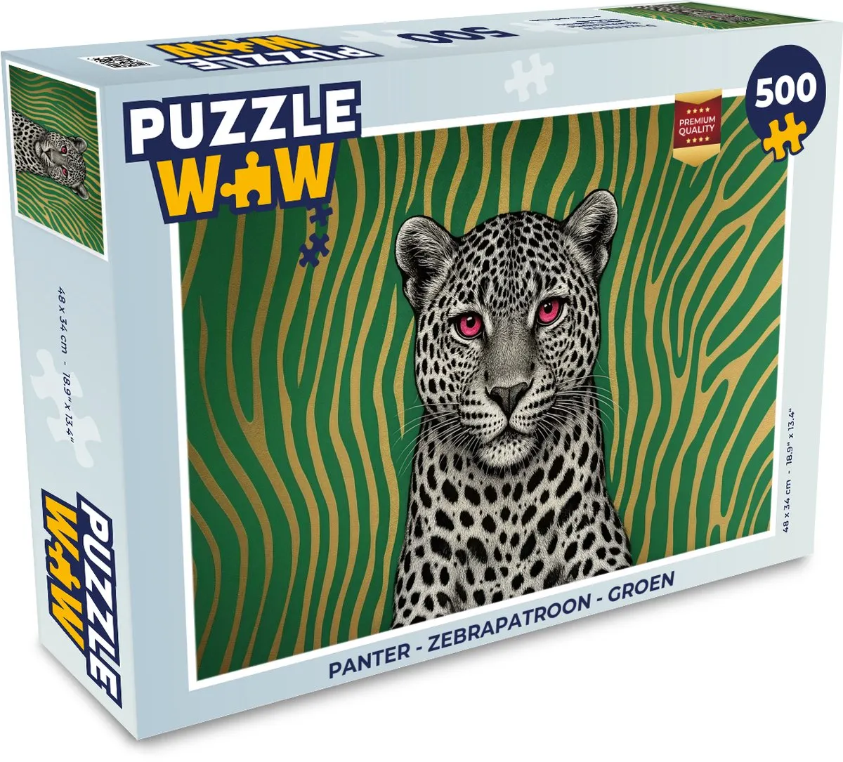 PuzzleWow Panter Zebrapatroon Legpuzzel 500 Stuks - Groen