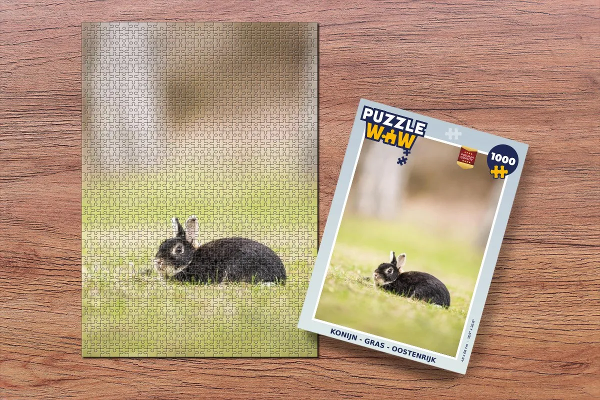 PuzzleWow Konijn Gras Legpuzzel 1000 Stuks - Multicolor