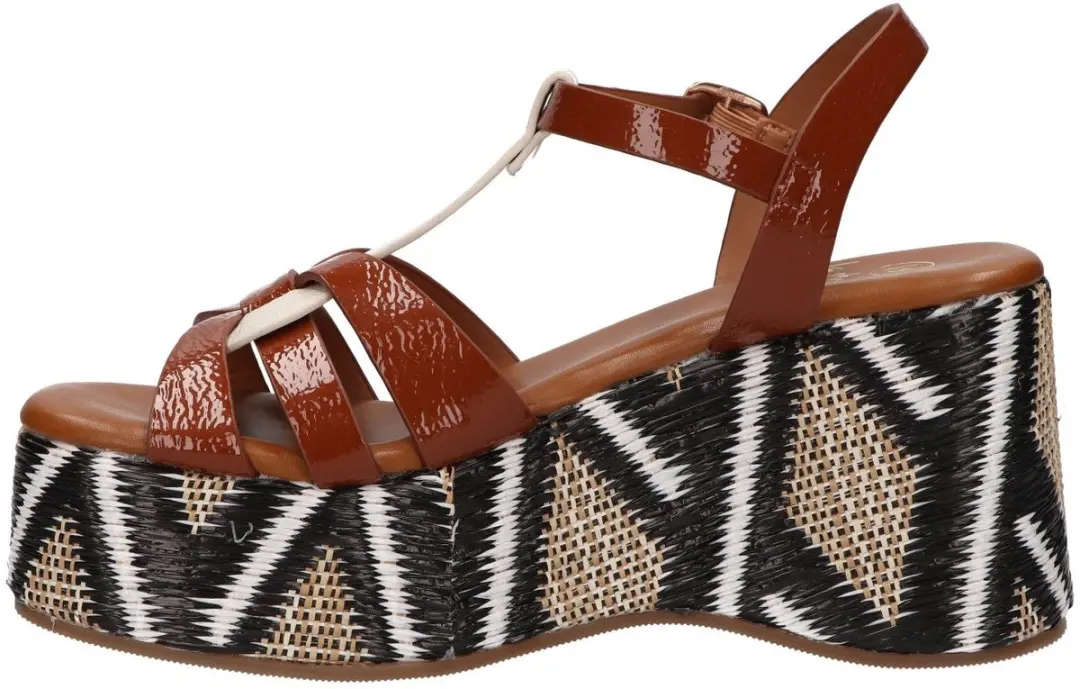 La Strada Platform Sandaal Cognac Synthetisch