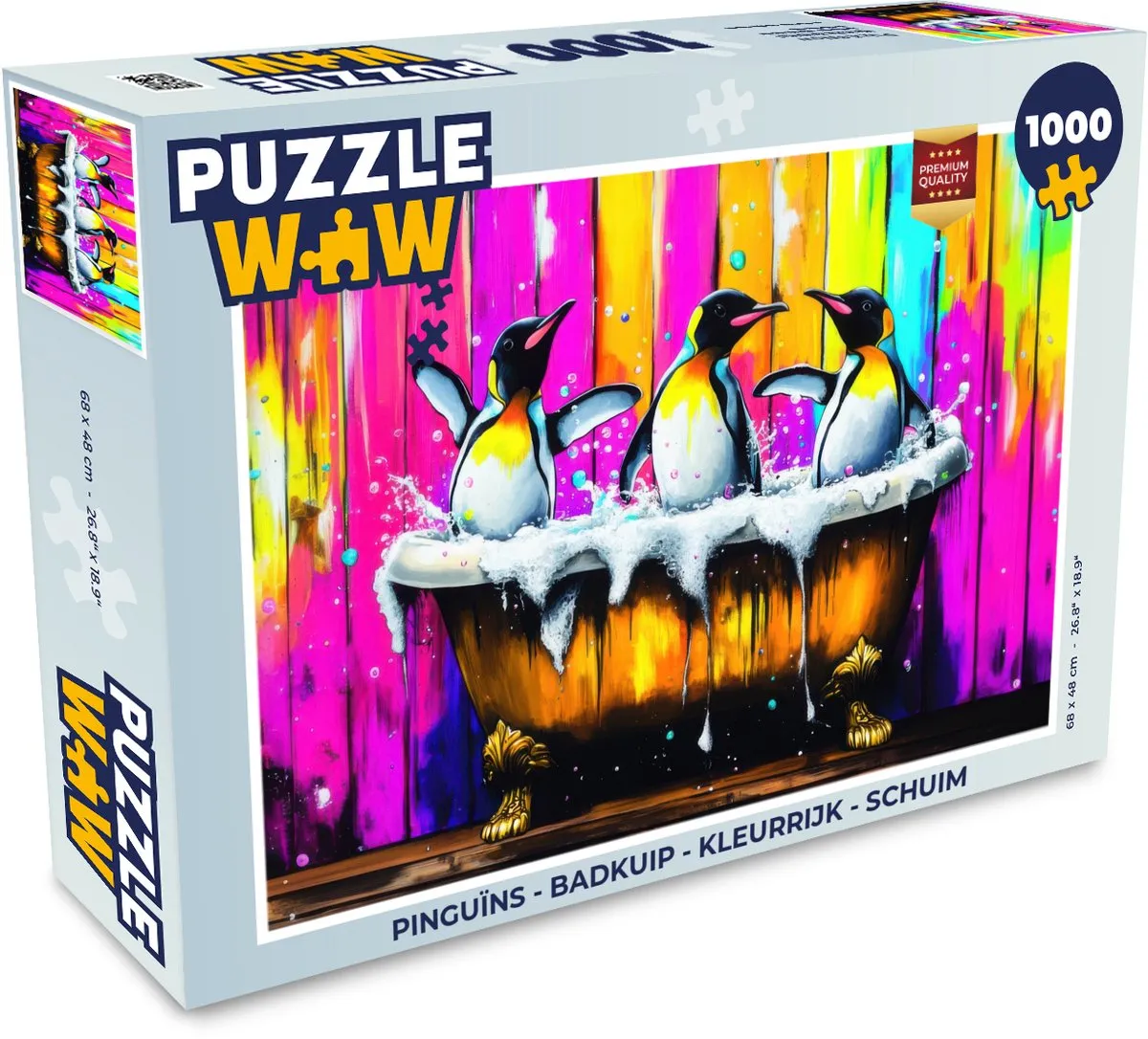 PuzzleWow Puzzel Pinguïns Badkuip - 1000 Stuks - Kleurrijk