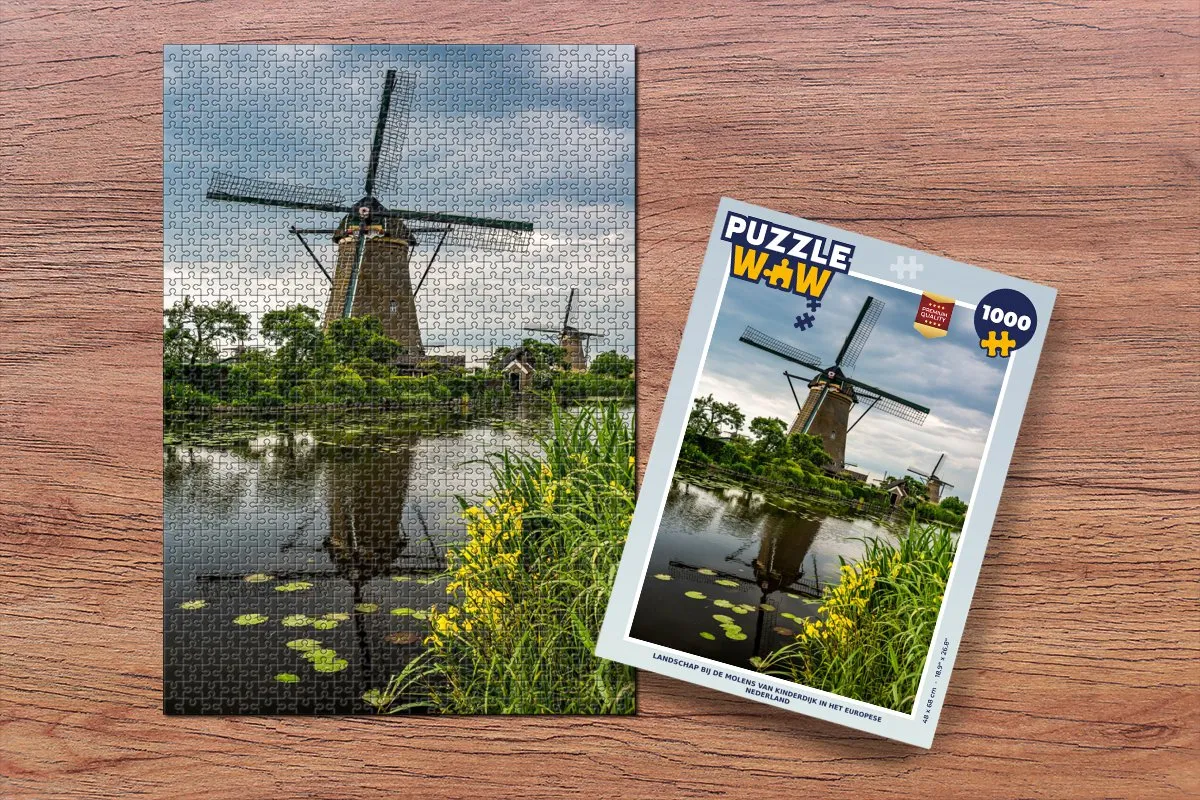 PuzzleWow Molen Bloemen Water Legpuzzel 1000 Stuks - Multicolor