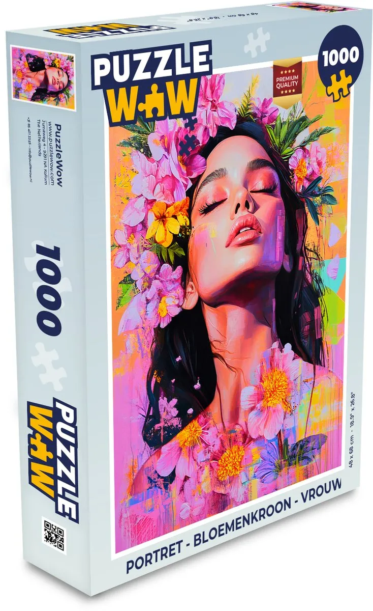 PuzzleWow Portret Bloemenkroon Legpuzzel 1000 Stuks