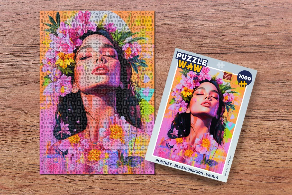 PuzzleWow Portret Bloemenkroon Legpuzzel 1000 Stuks
