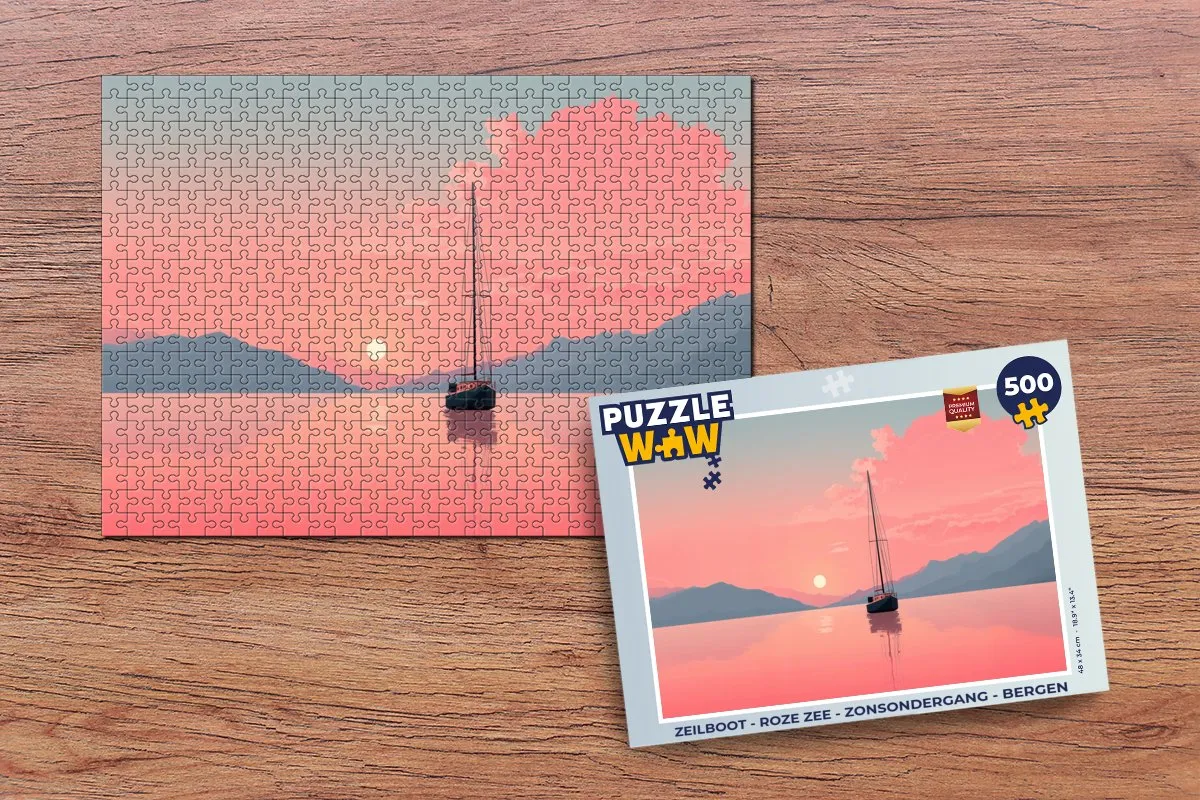 PuzzleWow Zeilboot Legpuzzel 500 Stuks - Roze