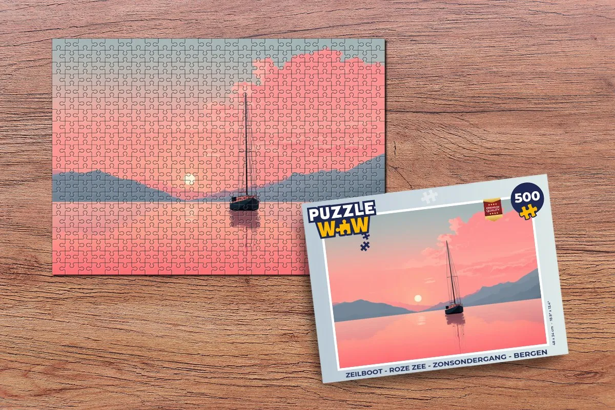 PuzzleWow Zeilboot Legpuzzel 500 Stuks - Roze