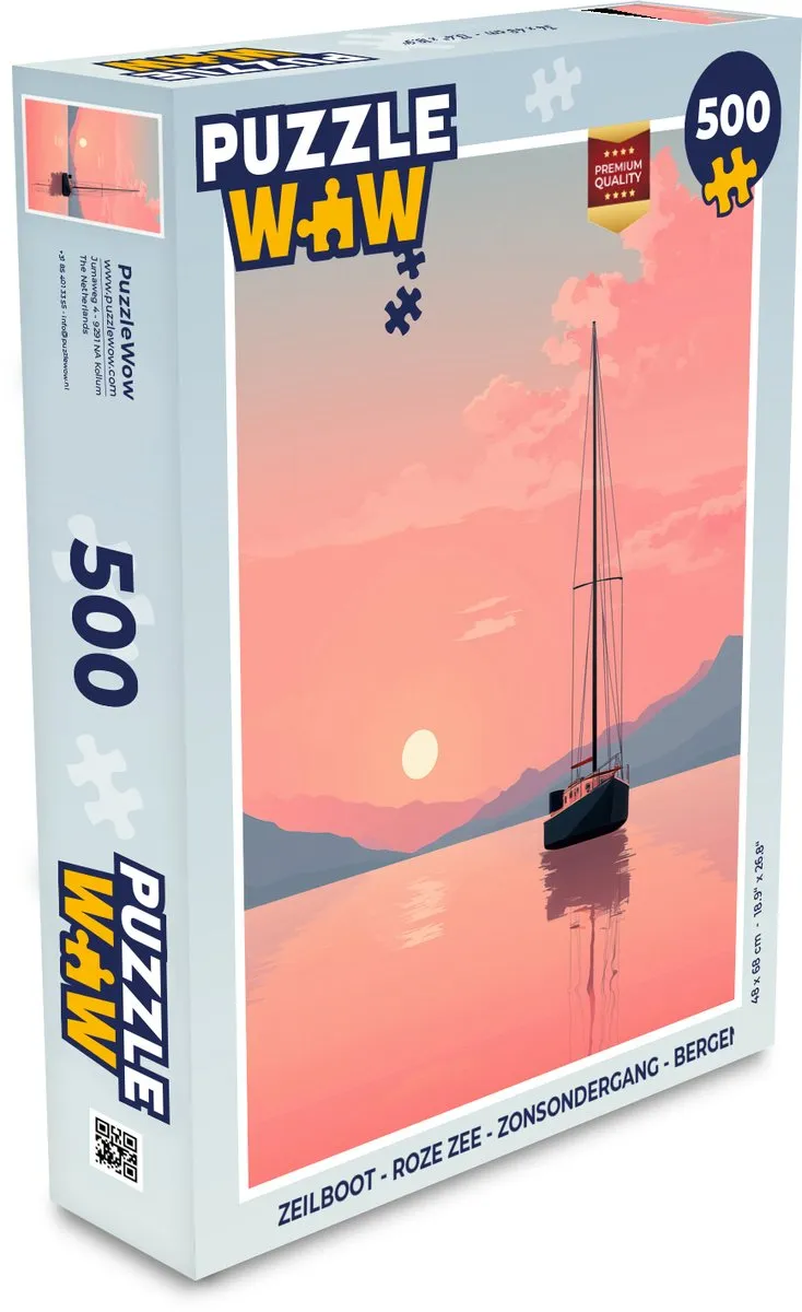 PuzzleWow Zeilboot Legpuzzel 500 Stuks - Roze