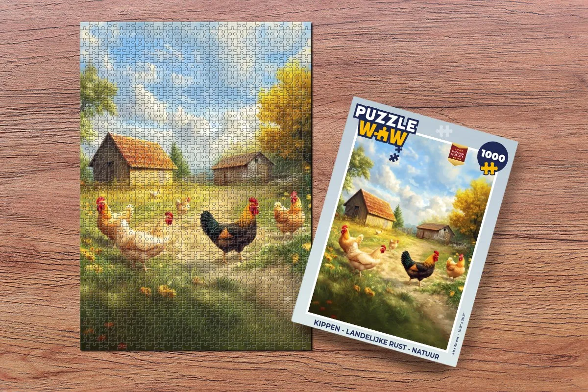 PuzzleWow Kippen Landelijke Rust Legpuzzel 1000 Stuks