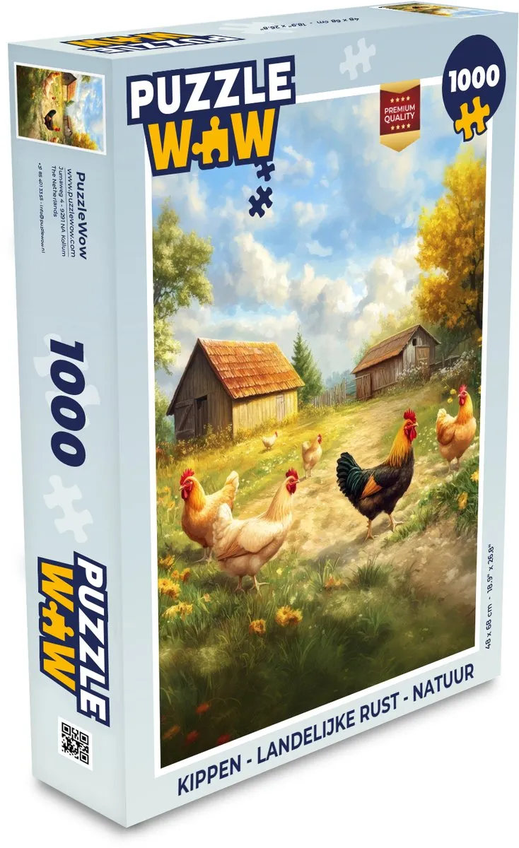 PuzzleWow Kippen Landelijke Rust Legpuzzel 1000 Stuks