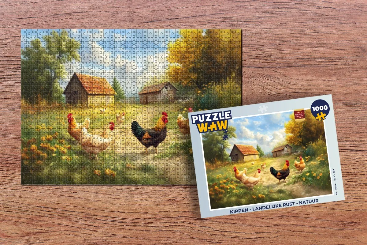 PuzzleWow Kippen Landelijke Rust Legpuzzel 1000 Stuks