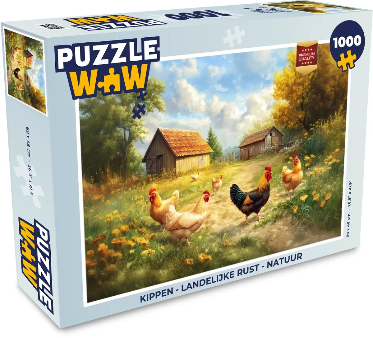 PuzzleWow Kippen Landelijke Rust Legpuzzel 1000 Stuks