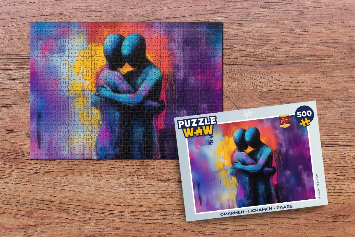 PuzzleWow Omarmen - Lichamen Legpuzzel 500 Stuks - Paars