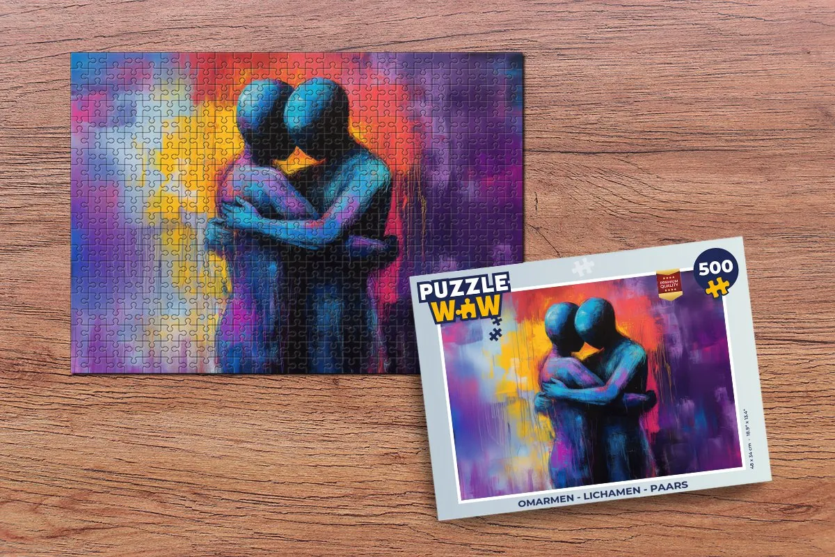 PuzzleWow Omarmen - Lichamen Legpuzzel 500 Stuks - Paars