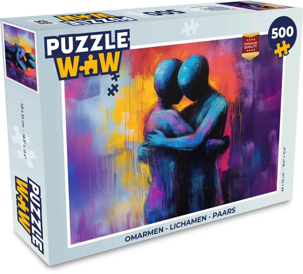 PuzzleWow Omarmen - Lichamen Legpuzzel 500 Stuks - Paars