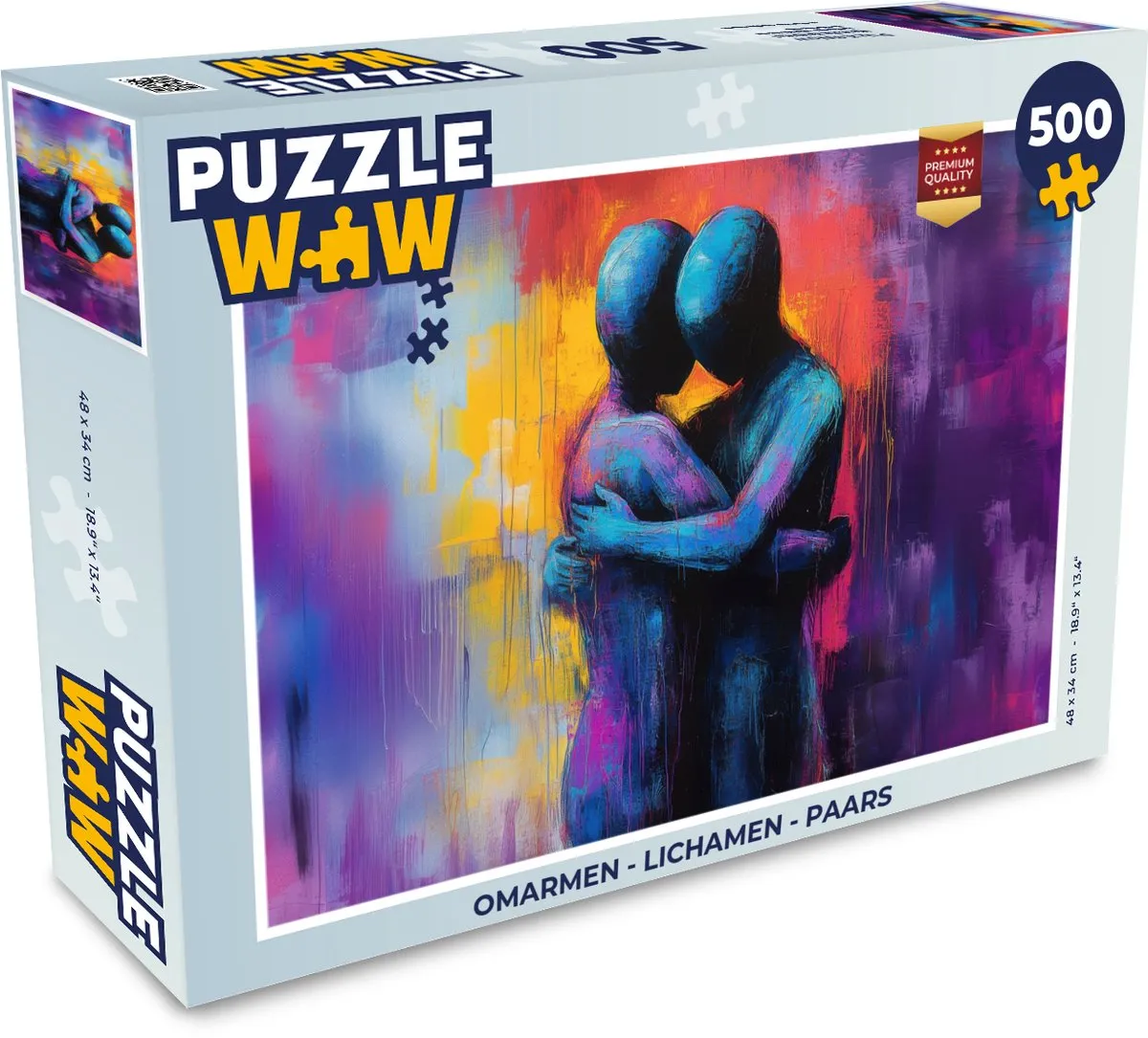 PuzzleWow Omarmen - Lichamen Legpuzzel 500 Stuks - Paars