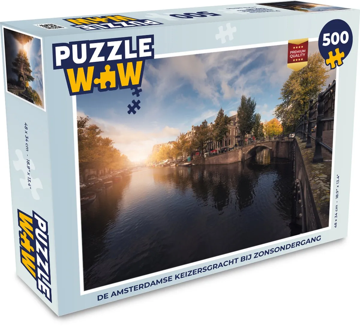 PuzzleWow Legpuzzel De Amsterdamse Keizersgracht 500 Stuks - Multicolor