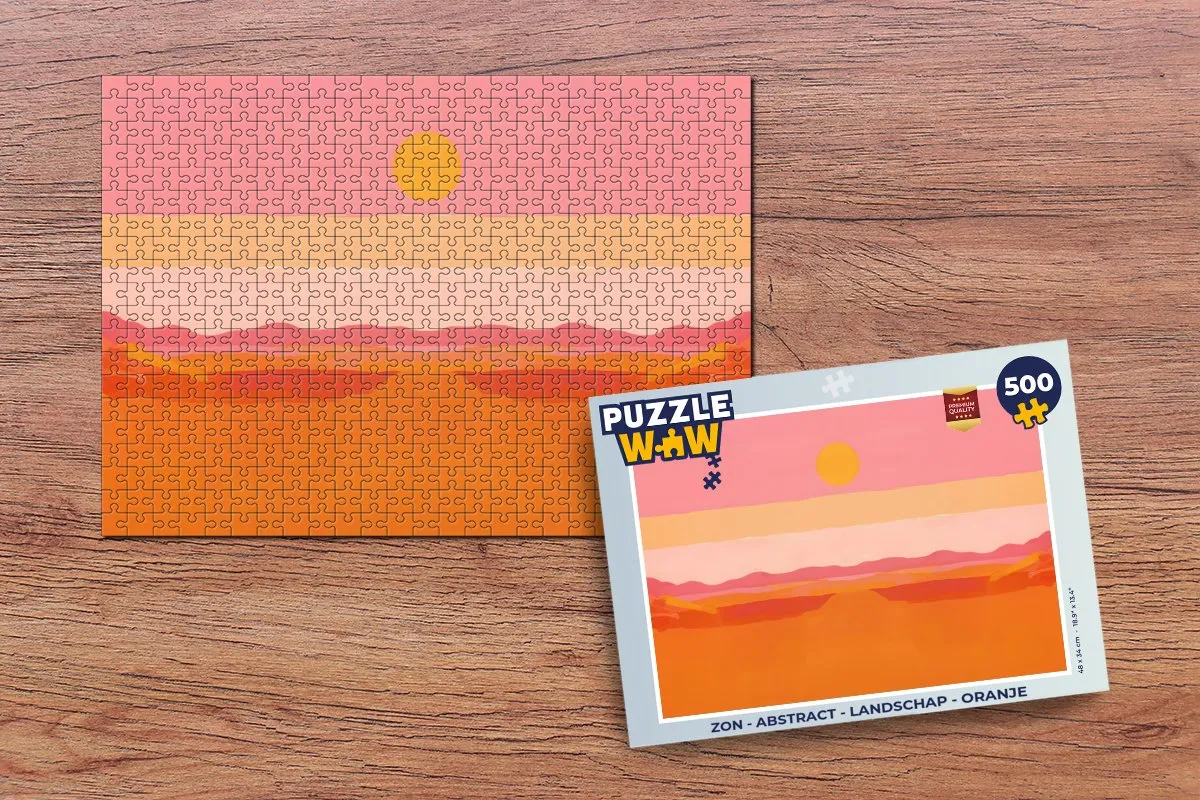 PuzzleWow Zon Abstract Landschap Legpuzzel 500 Stuks - Oranje