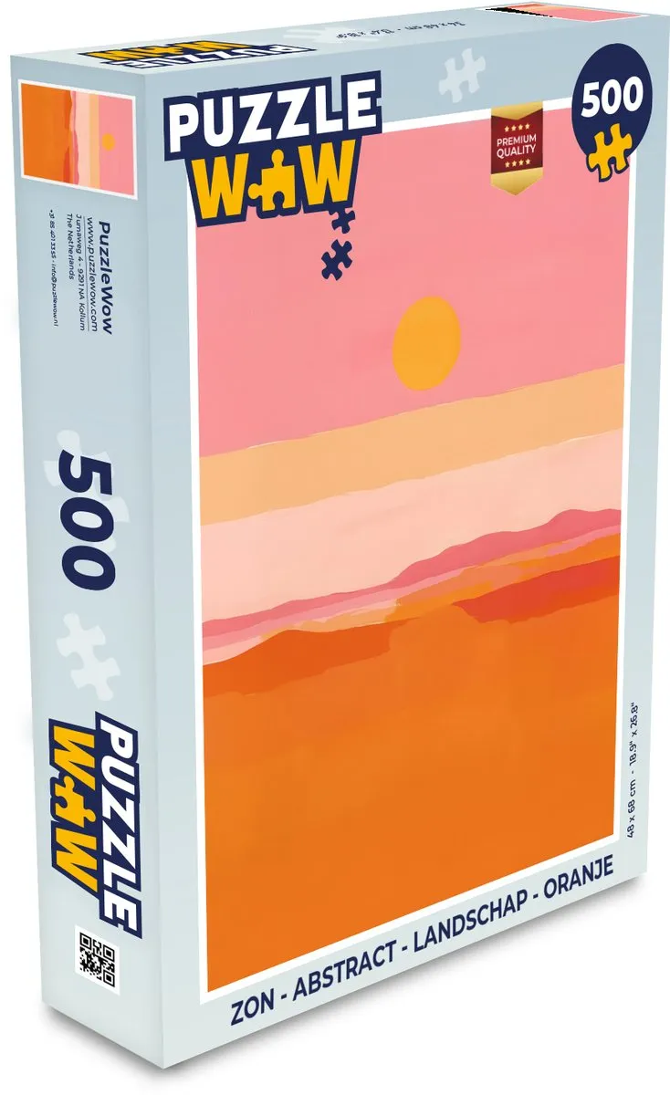 PuzzleWow Zon Abstract Landschap Legpuzzel 500 Stuks - Oranje