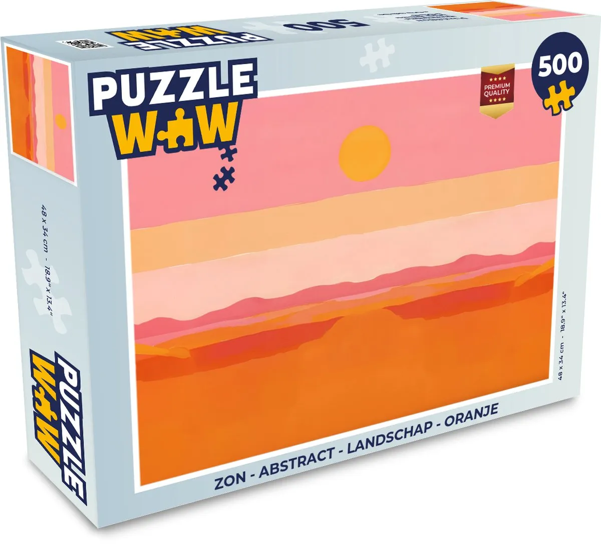 PuzzleWow Zon Abstract Landschap Legpuzzel 500 Stuks - Oranje
