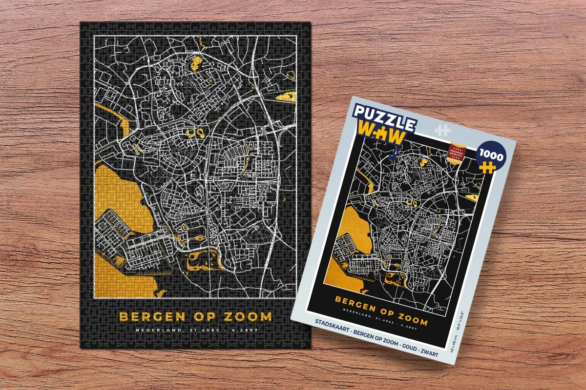 PuzzleWow Stadskaart Bergen op Zoom Legpuzzel 1000 Stuks - Multicolor