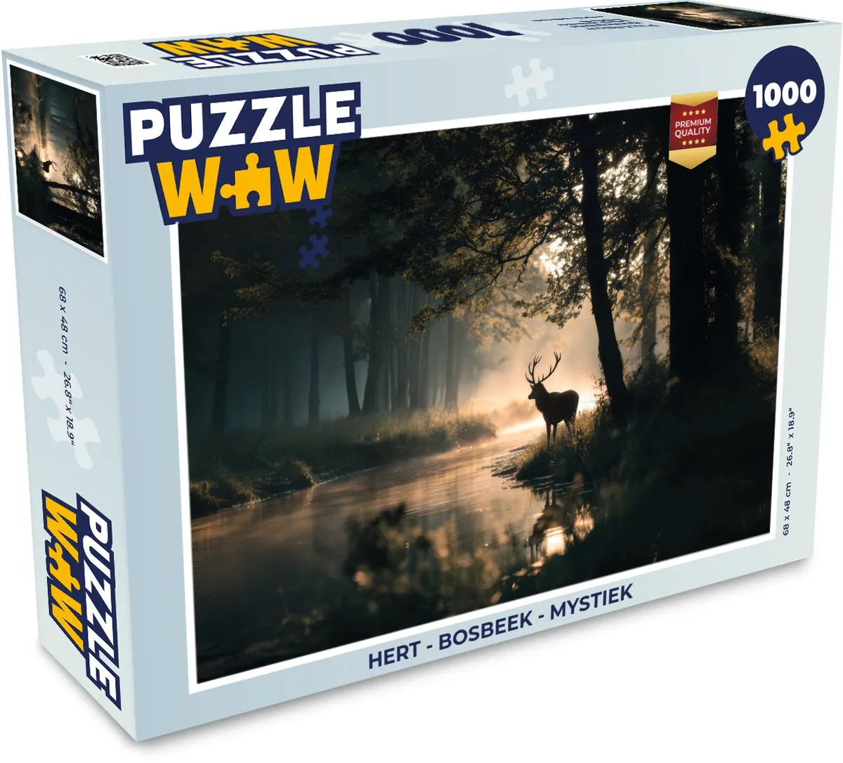 PuzzleWow Hert - Bosbeek - Mystiek Puzzel 1000 Stuks
