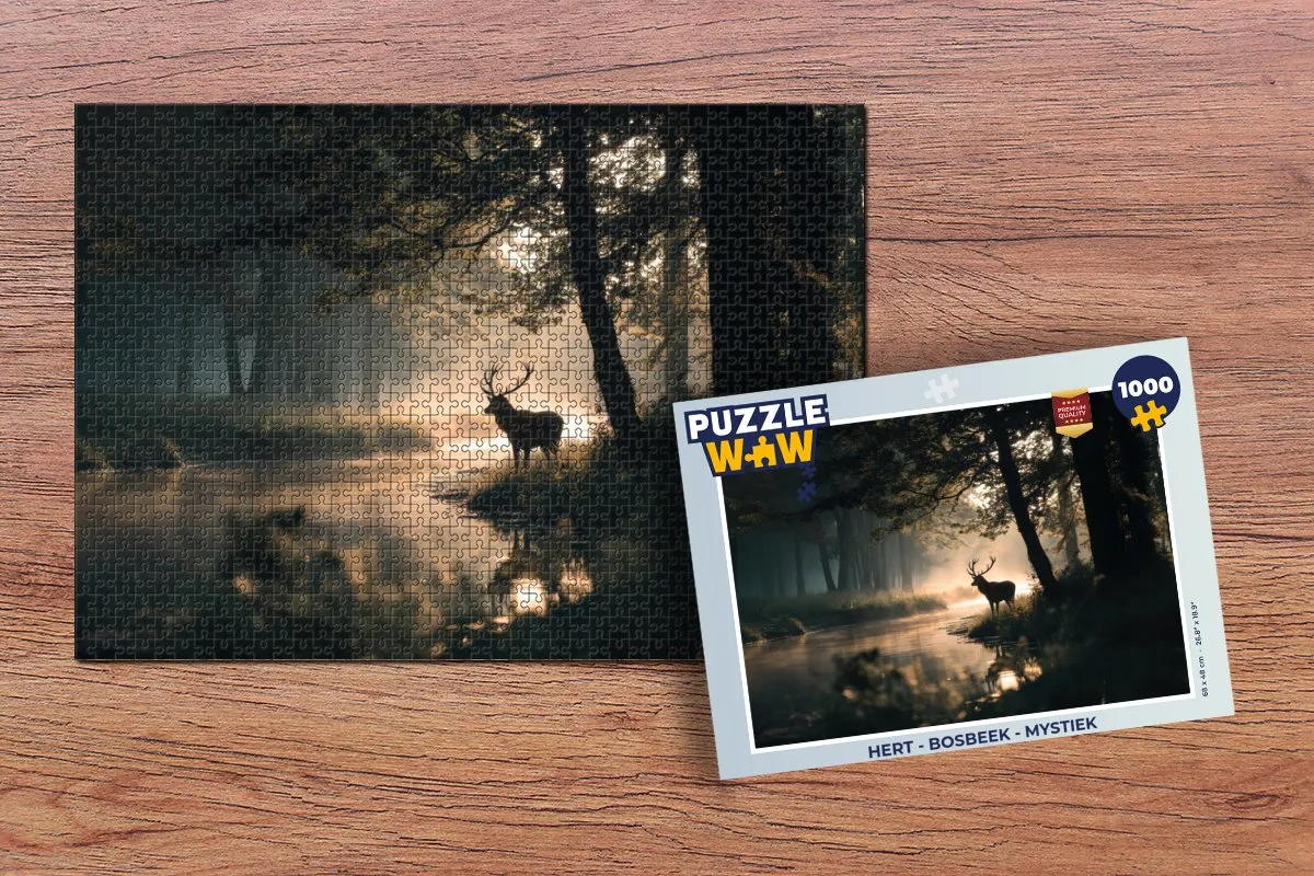 PuzzleWow Hert - Bosbeek - Mystiek Puzzel 1000 Stuks