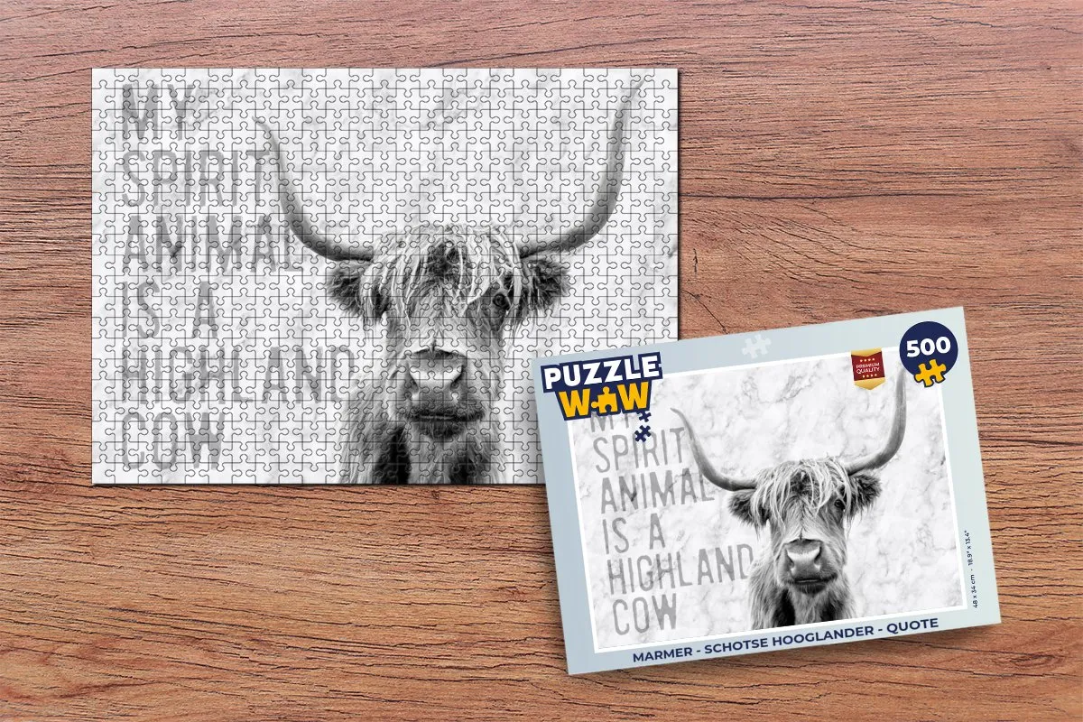 PuzzleWow Marmer Schotse Hooglander Quote Legpuzzel 500 Stuks - Multicolor